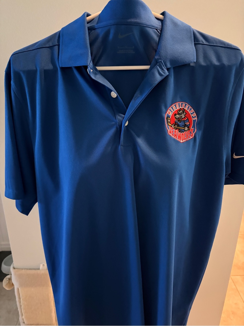 Nike Men’s Royal Blue Polo with Mississippi Seawolves Embroidered Patch